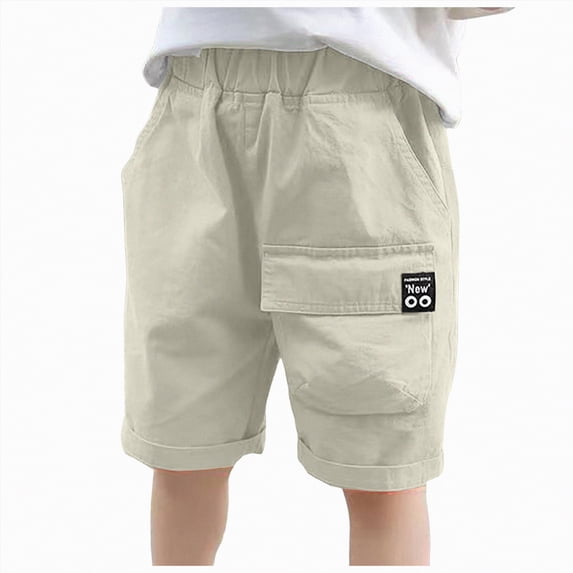 Yindaity Cotton Shorts Boys Boy's Patchwork Drawstring Waist Printed Summer Boho Track Shorts(Grey,3-4 Years)