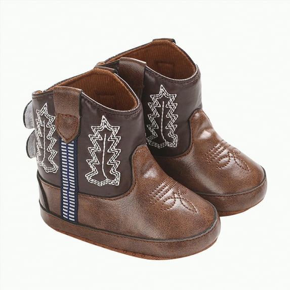 Yindaity Cowboy Boots Baby Baby Cowboy Cowgirl Boots Western Boots Toddler Boys Girls Round Toe Riding Mid Calf Boots All Seasons(Coffee,13)