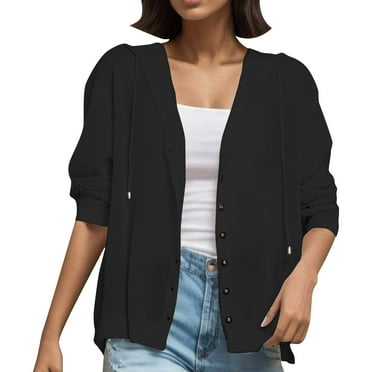 Yindaity Cropped Cardigan Women's Lightweight Crewneck Cardigan Sweater (Black,One Size)