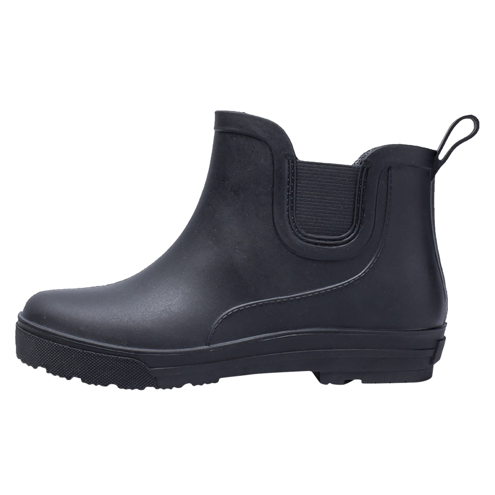Yindaity Cute Rain Boots for Women Waterproof Mid-Calf Rubber Rain Shoes Fashion Print Outdoor Rainboots (Black,7.5)