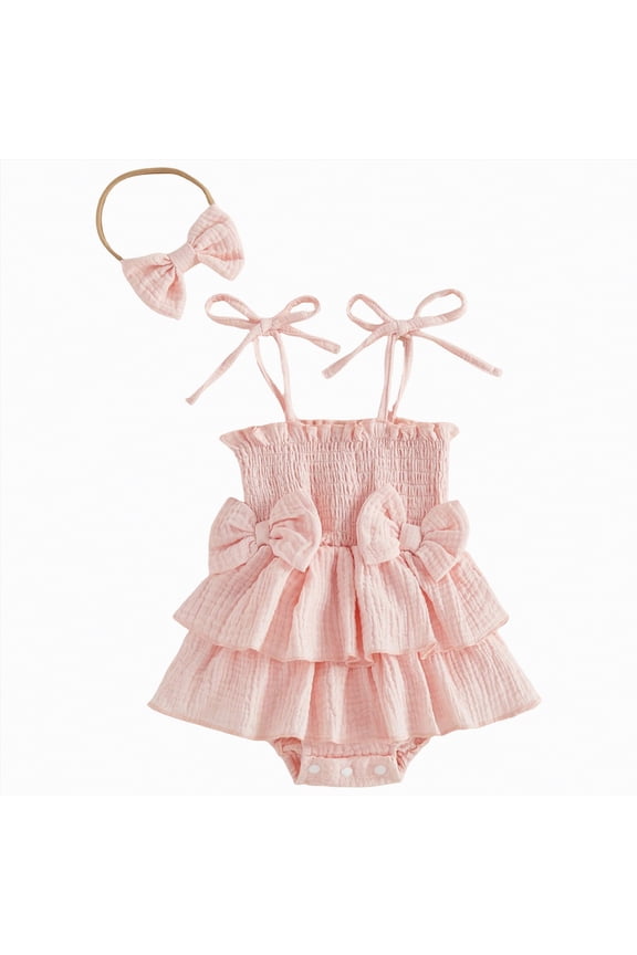 Dresses Baby Girl Baby Girls Floral Romper Dress with Headband 1st Birthday Wedding Tulle Tutu Cake Smash Photo Shoot(6-12 Months,Pink)