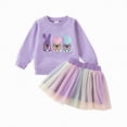 thumbnail image 1 of Yindaity Easter Dress Toddler Toddler Easter Outfit Baby Girl Easter Shirt Dress Long Sleeve Sweatshirt and Tulle Skirts Little Girls Clothes(Light Purple,3-4 Years), 1 of 9