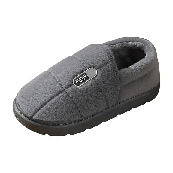 Yindaity Fuzzy House Slippers for Men Indoor Outdoor, Warm Footwear Cozy Mens Slippers(Grey,8)