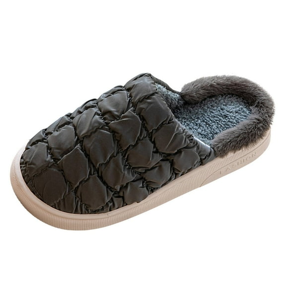 Yindaity Fuzzy Slippers Men's Adjustable Slippers House Shoes Grey,5.5