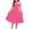 thumbnail image 1 of Yindaity Girl's Mesh Puff Long Sleeve High Waist A Line Short Dress with Pockets Flower Girl Dresses (Hot Pink,7-9 Years), 1 of 4