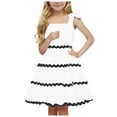 thumbnail image 1 of Yindaity Girl's Summer Tie Shoulder Midi Dresses Girls Pleated Skirts (White,11-12 Years), 1 of 4