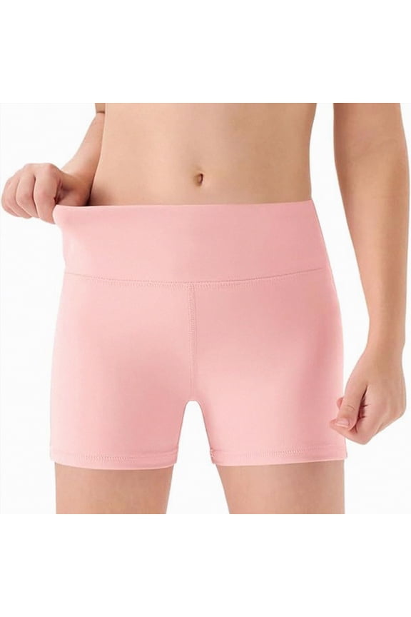 Girls Athletic Shorts Kids Dance High Waisted Yoga Short for Bike Gym Volleyball Running Girls Soccer Shorts(Pink,5-6 Years)