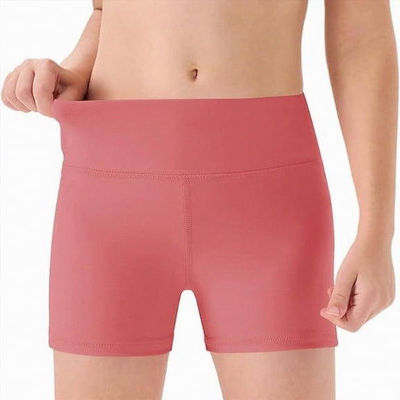 Yindaity Girls Athletic Shorts Kids Workout High Waisted Volleyball Shorts Yoga Dance Gymnastics Shorts Bike Shorts(Brick Red,11-12 Years)