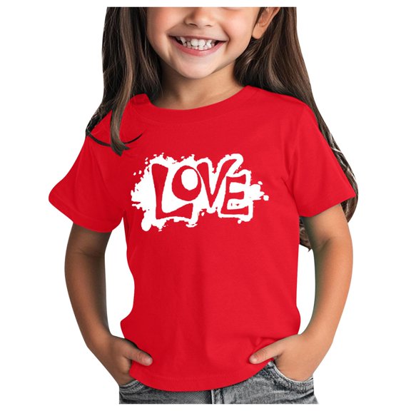 Yindaity Girls Boys Summer Tops Trendy Short Sleeve T-Shirt Casual Crew Neck Daily Shirt for Kids Toddler Children Cute Graphic Print Tee Blouse (Red,3-4 Years)