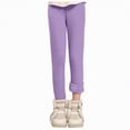 thumbnail image 1 of Yindaity Girls Fleece Lined Leggings Girl's Elastic Waist Flare Bell Bottom Stretch Pants(Purple,4-5 Years), 1 of 5