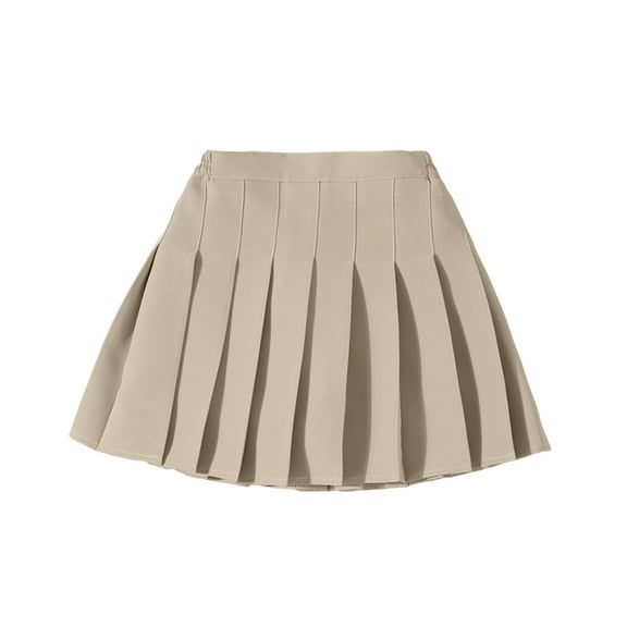Yindaity Girls' Pleated Mini Skirt with Shorts Girl Uniform School Tennis Skater Skirts Skort Khaki,9-10 Years