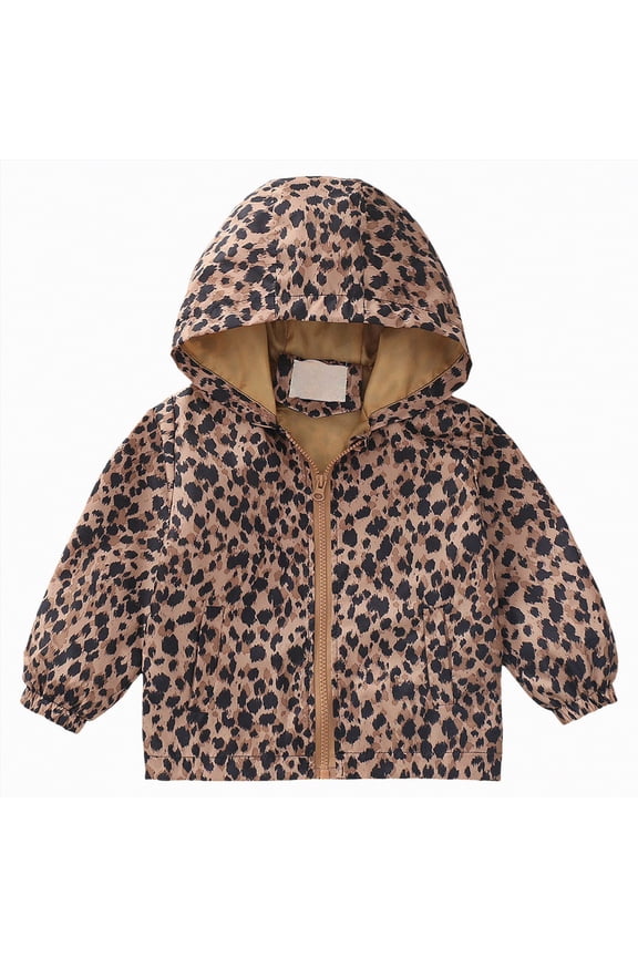 Girls Rain Jackets Lightweight Waterproof Hooded Raincoats Windbreakers for Kids(Brown,2-3 Years)