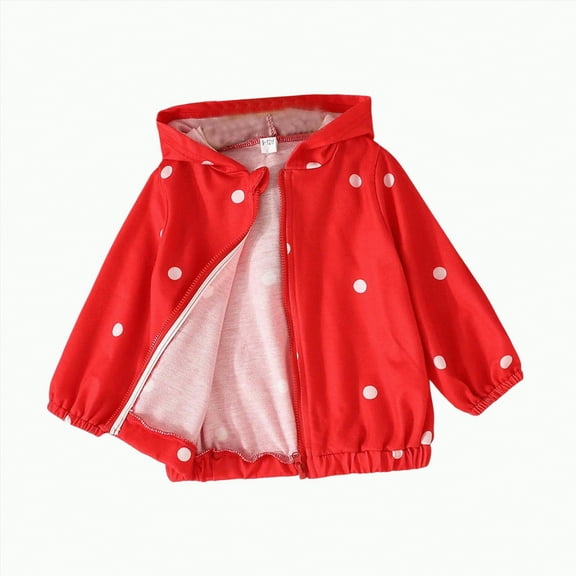 Yindaity Girls Rain Jackets Lightweight Waterproof Hooded Raincoats Windbreakers for Kids(Red,18-24 Months)