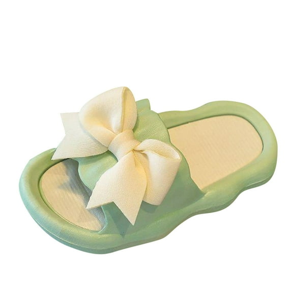 Yindaity Girls Sandals Closed Toe Heels Wedding Party Shoes Sequins Bow for Toddler (Green,9-9.5 Years )