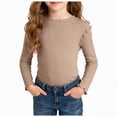 thumbnail image 1 of Yindaity Girls Shirt Tops Kids Spring Fall Basic Tops Active Layer Shirts(Coffee,3-4 Years), 1 of 9