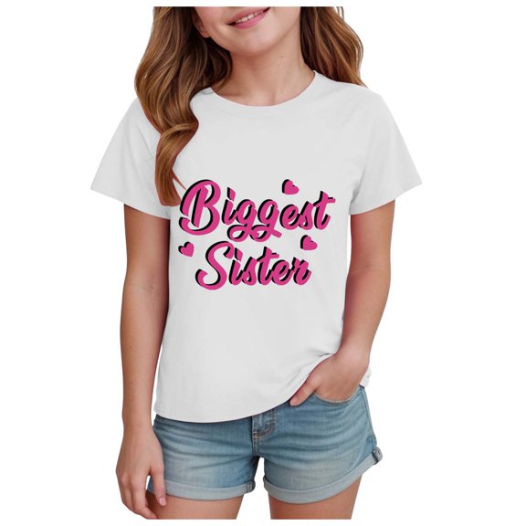 Yindaity Girls Short Sleeve T Shirts Kids Summer Tops Crewneck Tees Shirts for Teens Girls White,5-6 Years