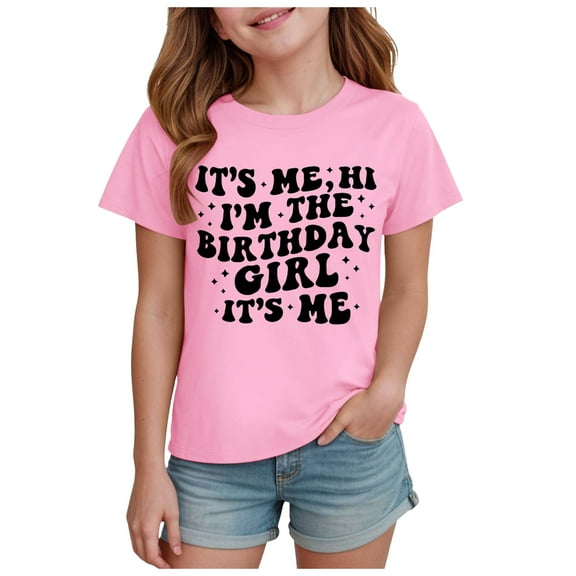 Yindaity Girls Short Sleeve Tops Casual Crewneck T Shirts Kids Peplum Tunic Tees Blouses Shirts for Girls Pink,9-10Years