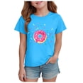 thumbnail image 1 of Yindaity Girls T Shirts Girls Short Sleeve Oversized T Shirts Kids Summer Crewneck Tops Basic Tees Sky Blue,9-10 Years, 1 of 4
