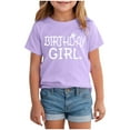 thumbnail image 1 of Yindaity Girls Tops Girls Casual Short/Long Sleeve T Shirts Kids Loose Soft Striped Color Block Tunic Tops, Tees Blouses Purple,18-24 Months, 1 of 4