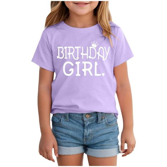 Yindaity Girls Tops Girls Casual Short/Long Sleeve T Shirts Kids Loose Soft Striped Color Block Tunic Tops, Tees Blouses Purple,18-24 Months