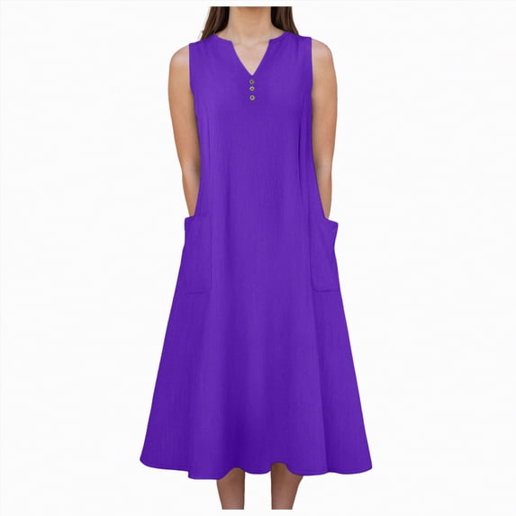 Yindaity Halter Neck Dresses for Women Womens Summer Sleeveless Backless Dresses Spaghetti Strap Flowy Dress Long Sundress(Dark Purple,5XL)