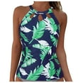 thumbnail image 1 of Yindaity High Neck Tankini Top Backless Bathing Suit Tops for Women Swimsuit Top Key Hole Swim Top Only Green,M, 1 of 5