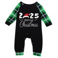 thumbnail image 1 of Yindaity Holiday Christmas Pajamas Family Matching Pajamas Set Crew Letter Print Long Sleeve Top And 2025 Pattern Trousers Sleepwear Outfits (Green,0-3 Months), 1 of 3