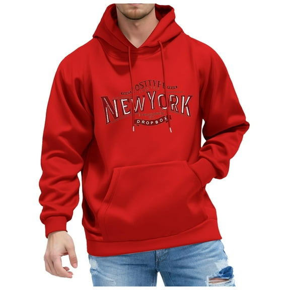 Yindaity Hoodie Men Mens Long Sleeve Hoodies Sweatshirt Hoody Jacket Pullover Hooded Jumper Top (Red,S)