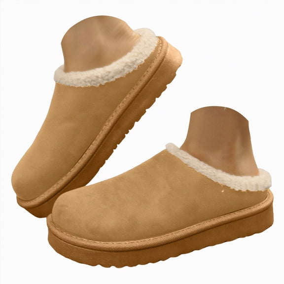 Yindaity House Slippers Women's Suede Slipper, Flat Slip On House Shoes with Lining Indoor Outdoor Short Mini Boots(Brown,24.99)