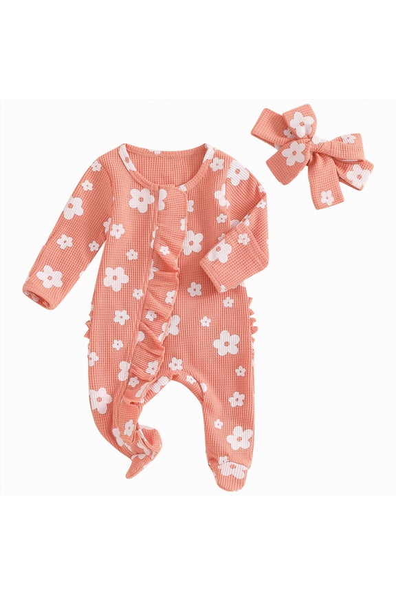 Infant Baby Girl Fall Outfit Sweatshirt Romper Little Sister Long Sleeve Jumpsuit Newborn Clothes Toddler Long Sleeve Rompers 18-24 Months Girls(Orange,3-6 Months)
