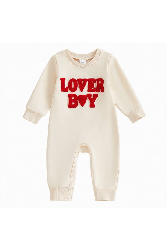Infant Baby Girl Outfit Halfway To One Love Heart Long Sleeve Waffle Romper Jumpsuit Birthday Clothes 2t Rompers for Toddler Girls(Beige,12-18 Months)