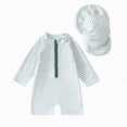 thumbnail image 1 of Yindaity Infant Bathing Suit Boy Baby Boy Rash Guard Swimsuit Set with Sun Hat, Long Sleeve One Piece Zipper Sunsuit for Infant Toddler(Light Green,1-2 Years), 1 of 4