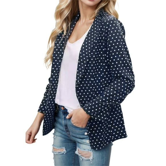 Yindaity Jacket for Women, Women's Plus Size Blazer, Business Long Sleeve Blazer Work Office Coats Lapel Suit Jacket (Blue,M)