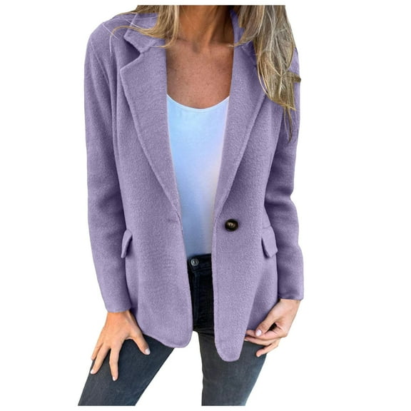 Yindaity Jackets for Women Ladies Fashion Casual Long Sleeve Lapel Suit Style Small Jacket Womens tops (Purple,S)