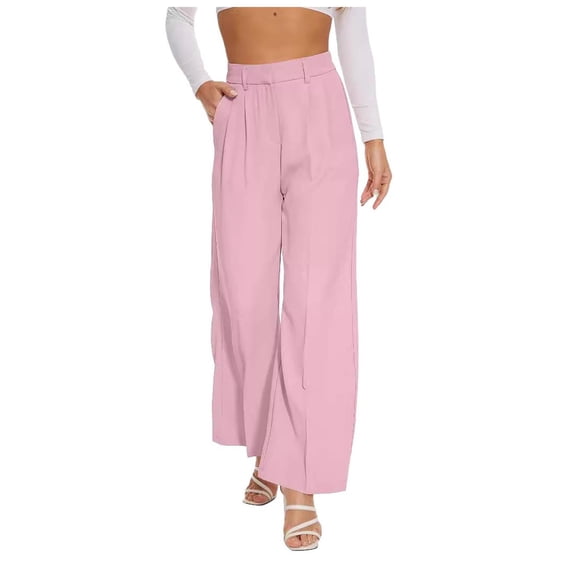 Yindaity Jeans for Women Wide Leg Jeans for Women High Waisted Straight Leg Stretchy Cropped Denim Pants with Pockets Jean Pink,S