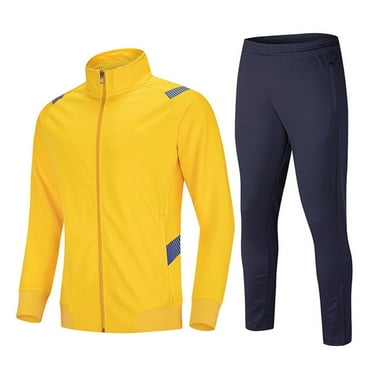 Yindaity Jogging Suits for Men Casual Full Zip Long Sleeve Sweatsuit Yellow,5XL