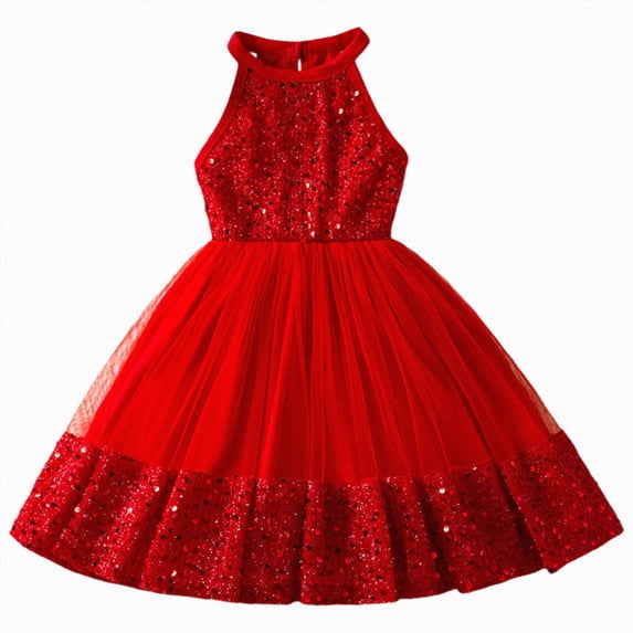Yindaity Kid Dresses Flower Girl Dress V-Back Bowknot Formal Pageant Ball Gown Wedding Party Long Tulle Dresses(Red,3-4 Years)