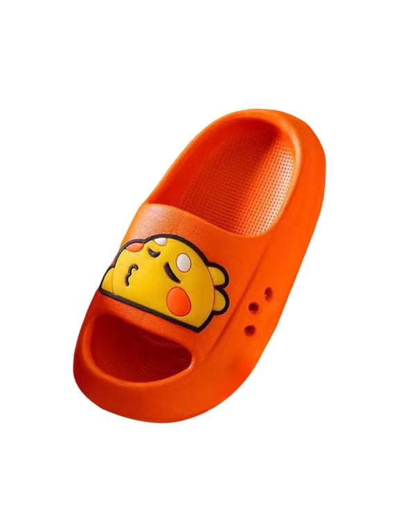 Kid's Cloud Slides Girls Boys Comfort Non-Slip Thick Sole Pillow Slippers(Orange,8.5)