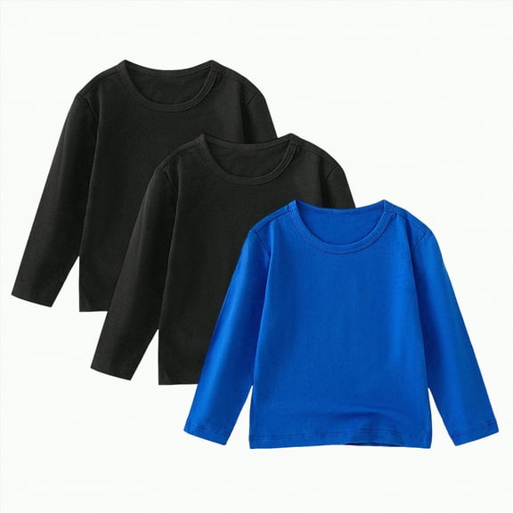 Yindaity Kids T-Shirts Long Sleeve 100% Cotton Plain Top Tees Boy & Girl Unisex Toddler Children Long Sleeve T Shirts(Dark Blue,11-12 Years)