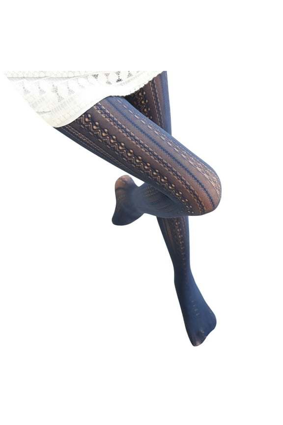 Lace Patterned Tights Fishnet Floral Stockings Small Hole Pattern Leggings Tights Net Pantyhose (Navy,One Size)
