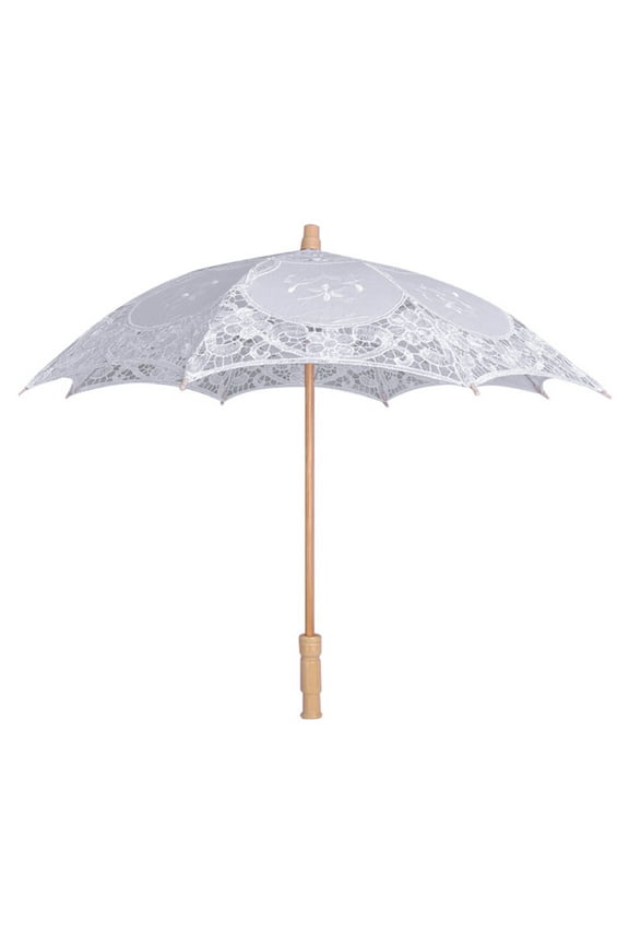 Lace Sun Parasol Umbrella Bridal Wedding Dancing Party Photo Show,White