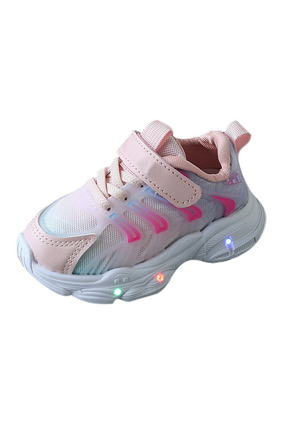 Light Up Shoes for Boys Girls Toddler LED Flashing Sneakers Breathable Sport Walking Shoes for Kids Light Up Shoes Toddler Pink,J