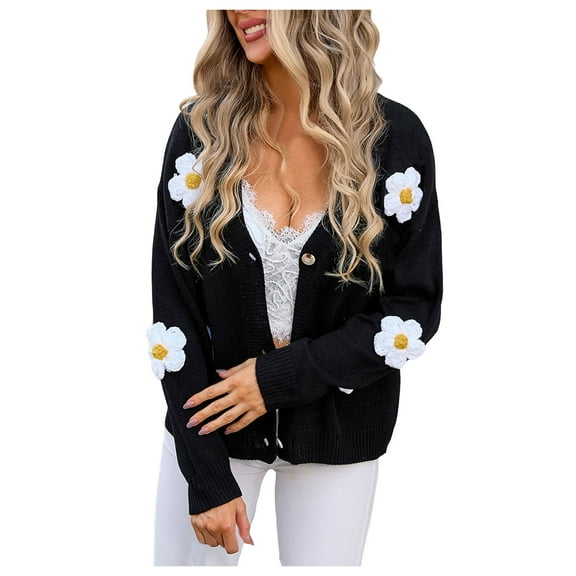 Yindaity Lightweight Cardigans for Women Women's Long Sleeve Soft Knit Sweater Open Front Cardigans Outwear Coat (Black,S)
