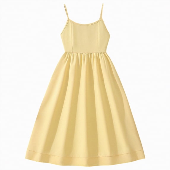Yindaity Little Girl Dress Girls Dresses Summer Sleeveless Formal Fancy Party Birthday Dress(Yellow,11-12 Years)