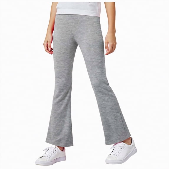 Yindaity Little Girl Leggings Girls Uniform Pants Teen School Flare Bell Bottoms(Grey,9-10 Years)