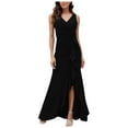 thumbnail image 1 of Yindaity Long Black Evening Gowns for Women Formal Dresses for Women Evening Party Elegant V Neck Sleeveless Split Wrap Black,M, 1 of 5
