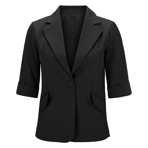 Yindaity Long Sleeve Casual Loose Blazer Suit For Women Ladies Autumn New Jacket Coat Slim Fit Lapel Office Work Long Sleeve Open Front Blazer Thin Overcoat Outwear (Black,L)