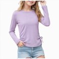 thumbnail image 1 of Yindaity Long Sleeve Girls Shirts Long Sleeve Shirts Casual Slim Fitted Crew Neck Pullover Shirts(Light Purple,7-8 Years), 1 of 6