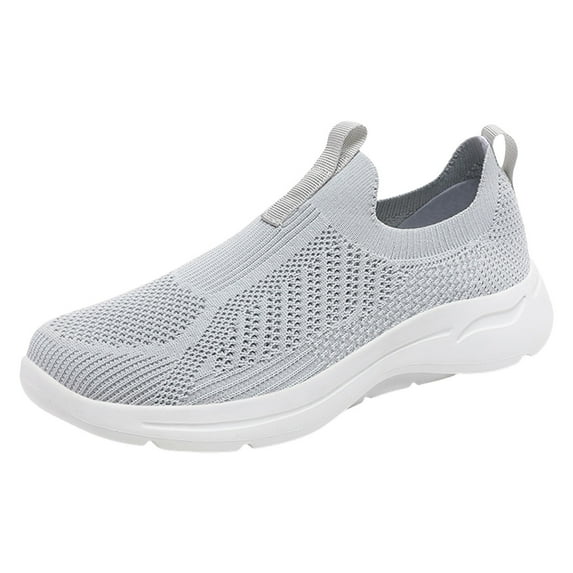 Yindaity Men Athletic Slip on Shoes Mesh Running Shoes Men For Gym Walking Shoes Comfortable (Grey,8.5)