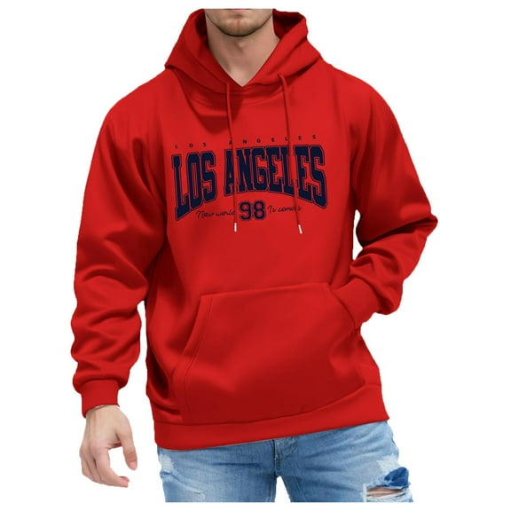 Yindaity Men Hoodies Mens Workout Hoodie,Long Sleeve Fleece Lightweight Pullover Hooded Sweatshirt with Pocket (Red,3XL)